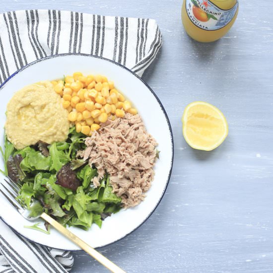 Tuna Chop Salad with Hummus - Recipe photo by THE KAWAII KITCHEN