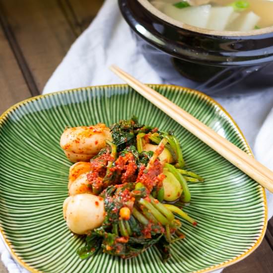 Chonggak (Ponytail Radish) Kimchi - Recipe photo by debbiebwolfe
