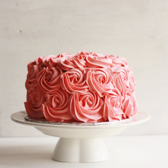 Rose Cake with Swiss Meringue - Recipe photo by rekhavengalil