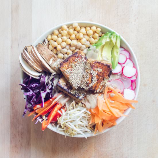 Raw Vegan Rainbow Buddha Bowl - Recipe photo by JuYogi