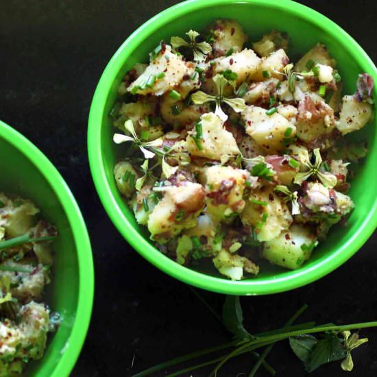 Arugula Blossom Potato Salad - Recipe photo by Recipe Fiction