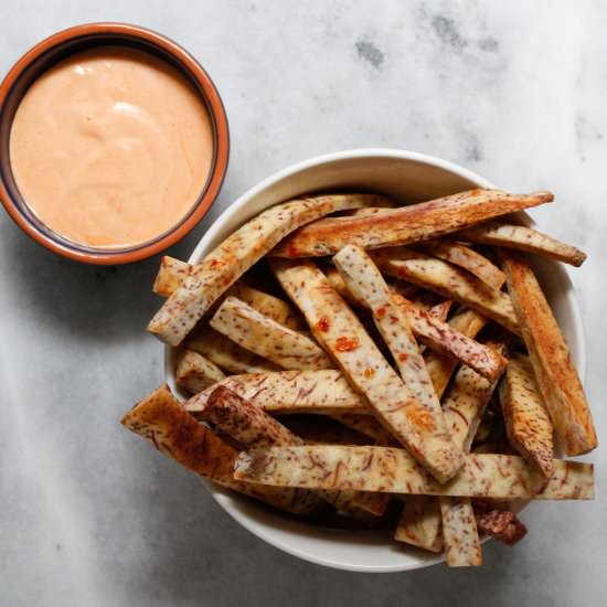 Sweet and Spicy Taro Fries - Recipe photo by littlemarketkitchen