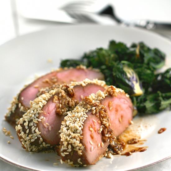 Honey Sesame Pork Tenderloin - Recipe photo by RaisinandFig