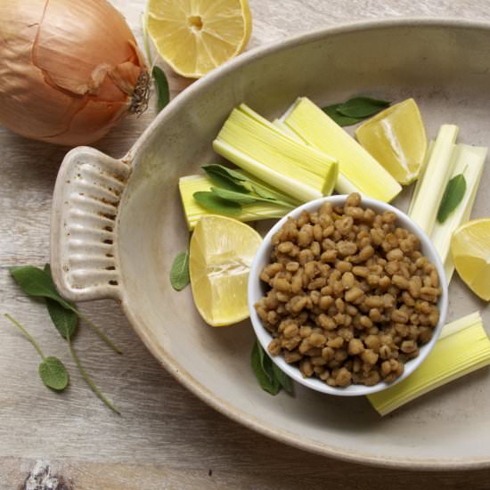 Barley 'Risotto' w Homemade Broth - Recipe photo by From the Athletes Kitchen