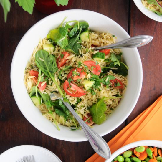 Light & Lemony Orzo Salad {Vegan} - Recipe photo by theminiaturemoose