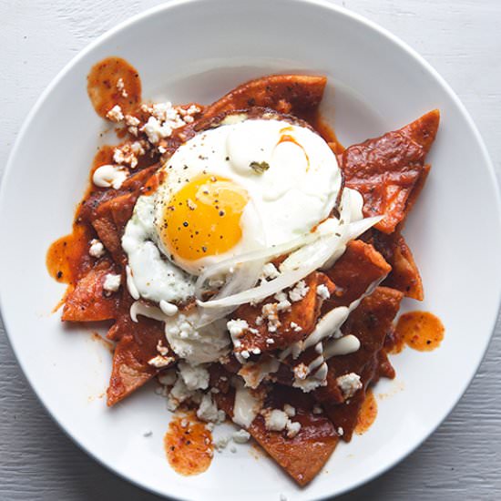 Chilaquiles Green and Red - Recipe photo by Yes more please