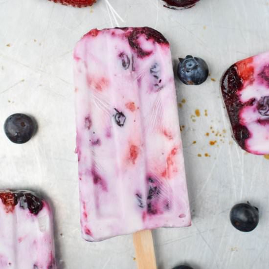 Roasted Berry Greek Yogurt Popsicle - Recipe photo by SprinkledWithJules