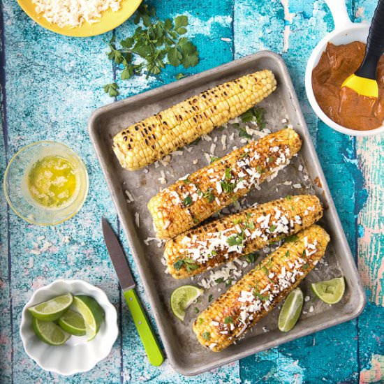 Grilled Mexican Corn {Elote} - Recipe photo by boulderlocavore