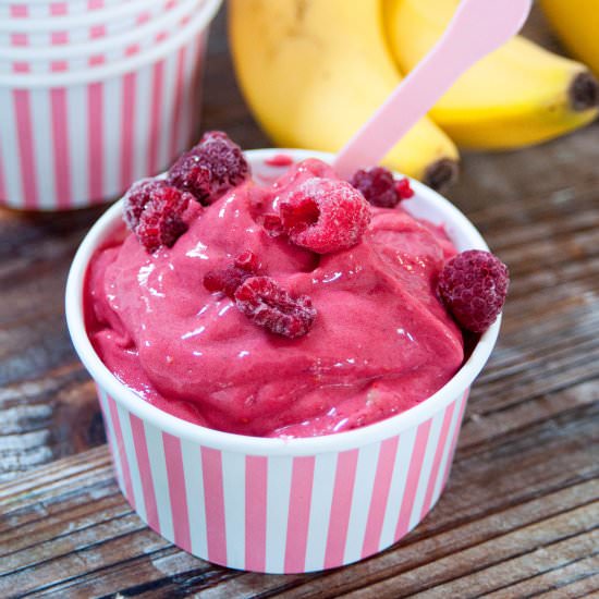 Raspberry Cream Cheese Ice Cream - Recipe photo by SewCreativeBlog