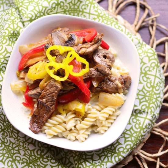 Philly Cheesesteak Pasta - Recipe photo by simplesweetsavory