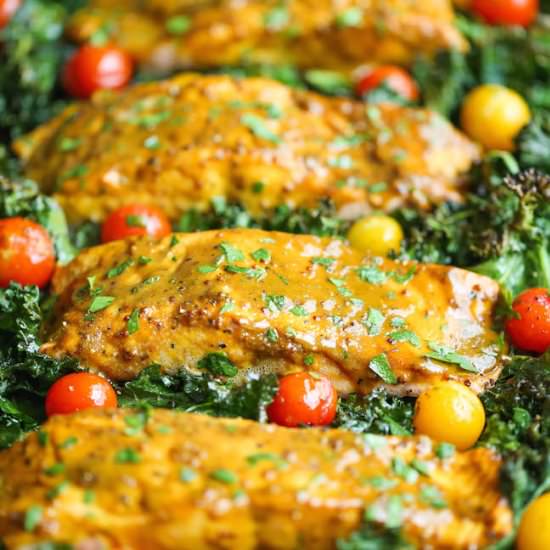 One Pan Salmon and Veggies - Recipe photo by damndelicious