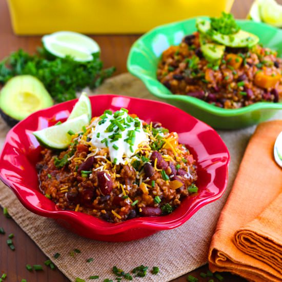 {One Pan} Cracked Wheat Chili - Recipe photo by Stacey Homemaker