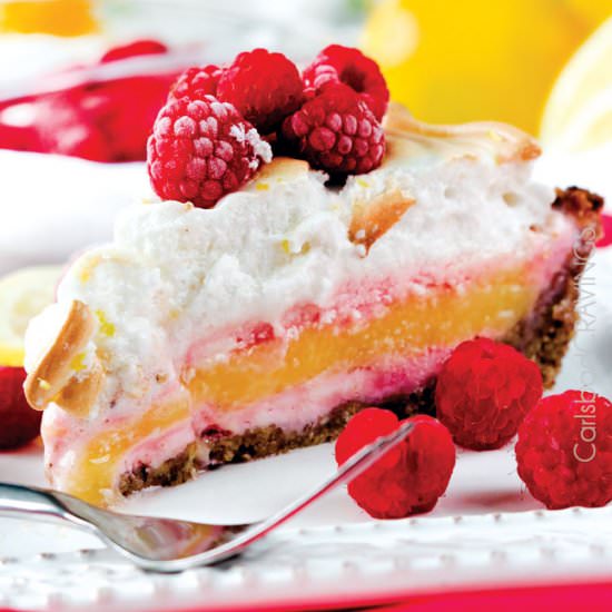 Frozen Lemon Meringue Raspberry Pie - Recipe photo by carlsbadcravings