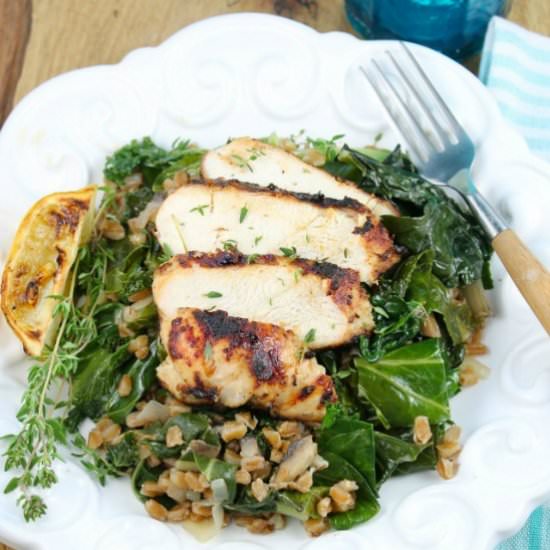 Lemon Grilled Chicken with Farro - Recipe photo by missinthekitchen