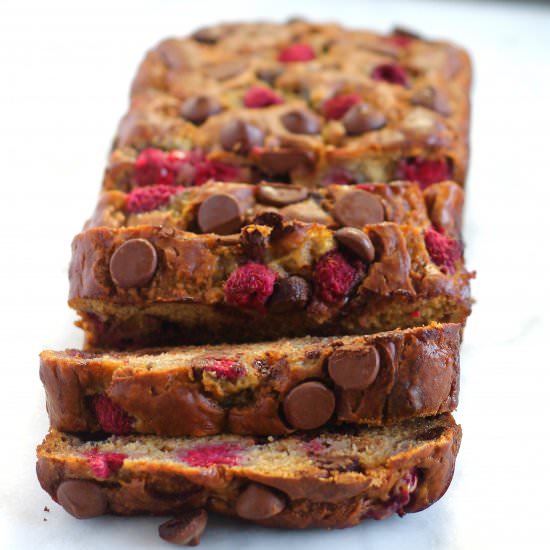 Chocolate Chip Raspberry Banana Bread - Recipe photo by justjfaye
