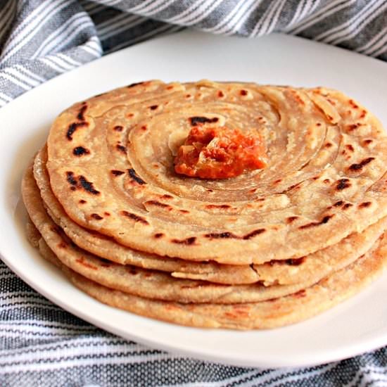 Lachha Paratha, Layered Flat Breads - Recipe photo by Aromatic Cooking