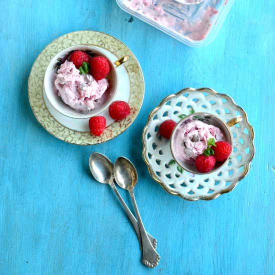 Raspberry Dark Chocolate Froyo - Recipe photo by spiceinthecity