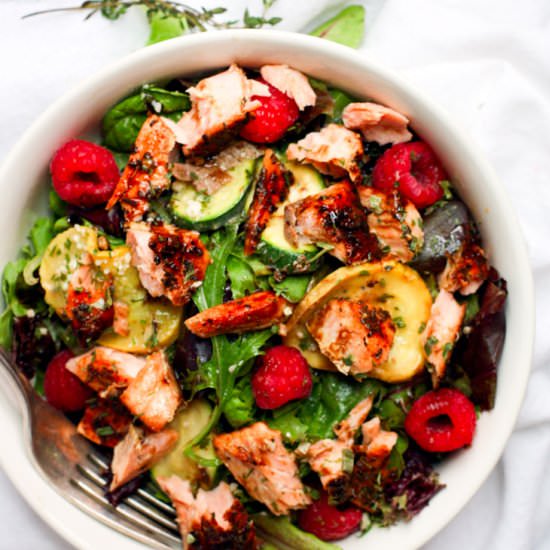 Balsamic Salmon & Raspberry Salad - Recipe photo by Cotter Crunch