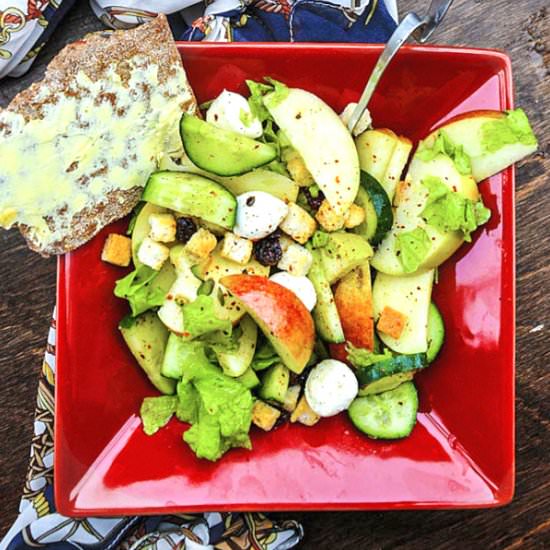 Apple Cucumber Mozzarella Salad - Recipe photo by Anu@MyGingerGarlicKitchen