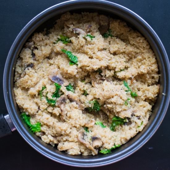 Garlic Quinoa with Mushrooms & Kale - Recipe photo by findingjoy