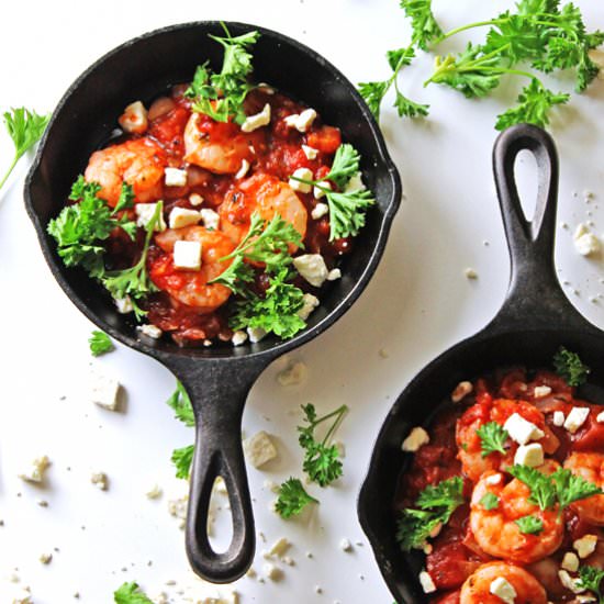 Shrimp in Garlicky Tomato Sauce - Recipe photo by Rhubarbarians