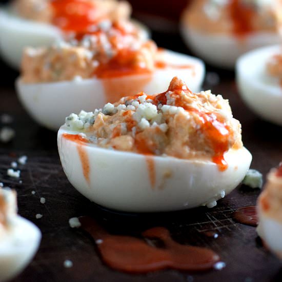 Buffalo Deviled Eggs - Recipe photo by kimshealthyeats