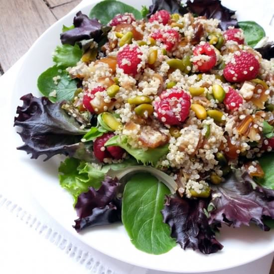 Quinoa Pistachio Raspberry Salad - Recipe photo by breadandolives