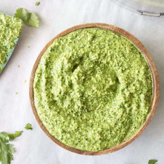 Cilanto Cashew Pesto - Recipe photo by thegarlicdiaries