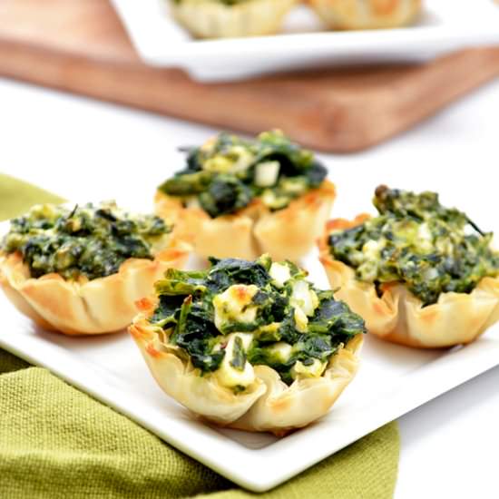 Spinach and Feta Phyllo Cups - Recipe photo by FoodieandWine.com