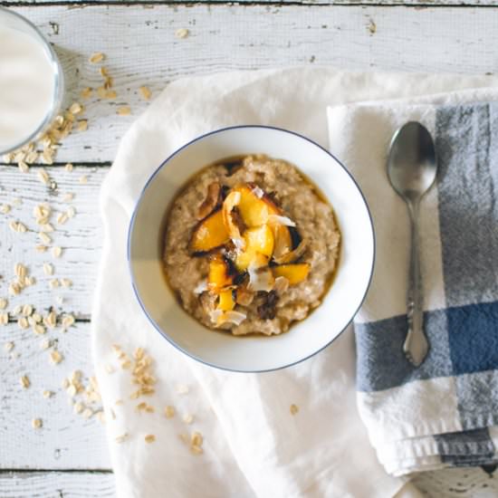 Oatmeal Porridge + Nectarines - Recipe photo by TiffanyBee