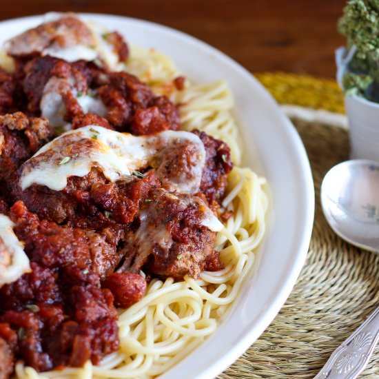 Mustard Meatball Marinara - Recipe photo by FancyAssFood