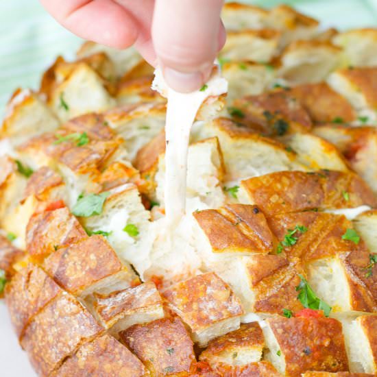 Tomato Mozzarella Pull Apart Bread - Recipe photo by lslfunblog
