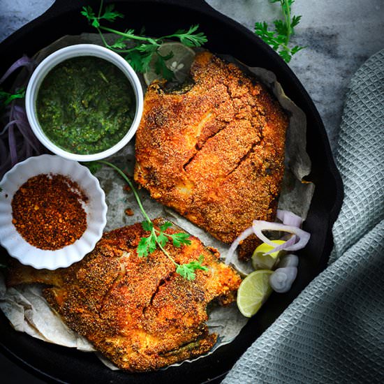 Stuffed Pomfret Semolina Fry - Recipe photo by cubesnjuliennes