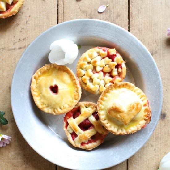 Mini Rhubarb-Raspberry Pie - Recipe photo by Lirumlarumblog