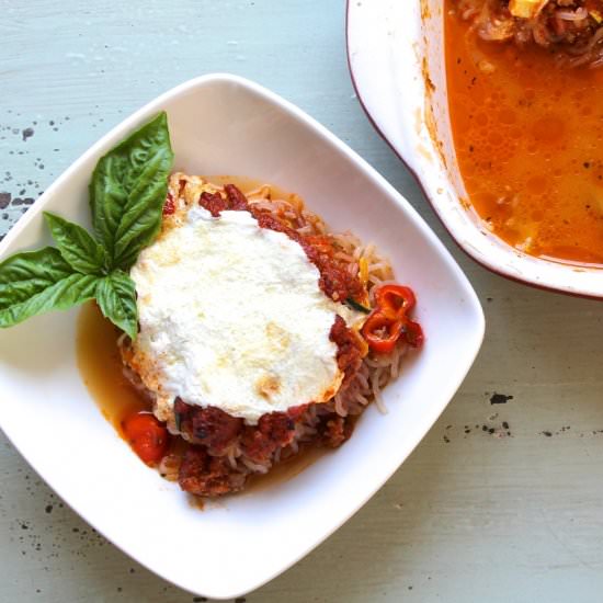 Shirataki Sausage Lasagna - Recipe photo by the good eats co