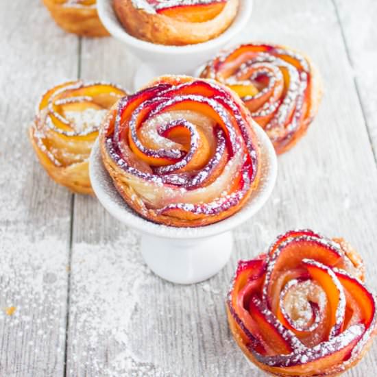 Peach Plum Rose Tarts - Recipe photo by two.purple.figs