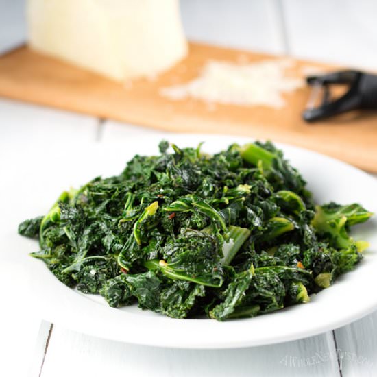 Easy Sautéed Kale - Recipe photo by awholenewtwist.com