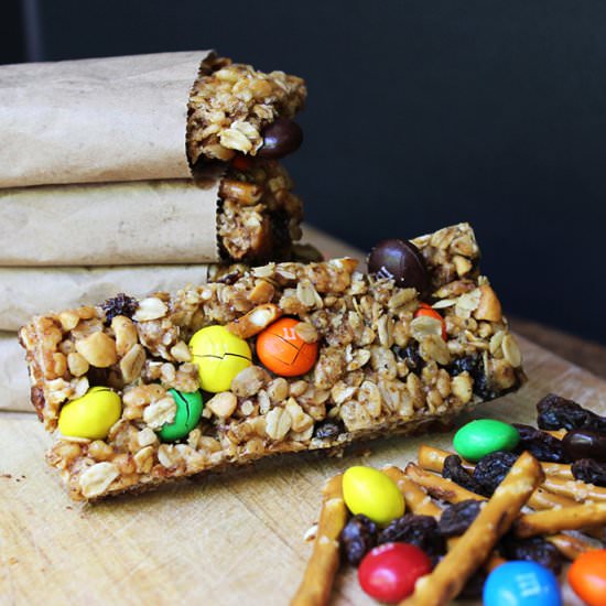 Chewy Crispy Trail Mix Granola Bars - Recipe photo by dinnerthendessert