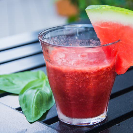 Strawberry-Lime Watermelon Smoothie - Recipe photo by focusedonfit