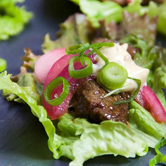 Korean Beef Lettuce Wraps - Recipe photo by panning the globe