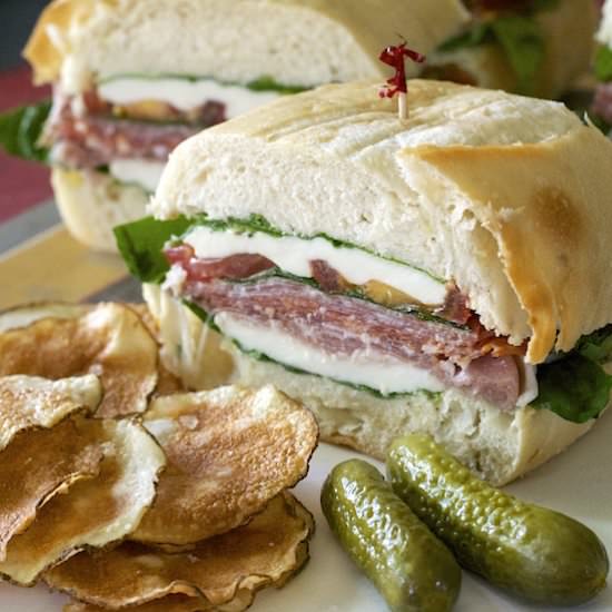 Pressed Italian Picnic Sandwich - Recipe photo by whattheforksfordinner