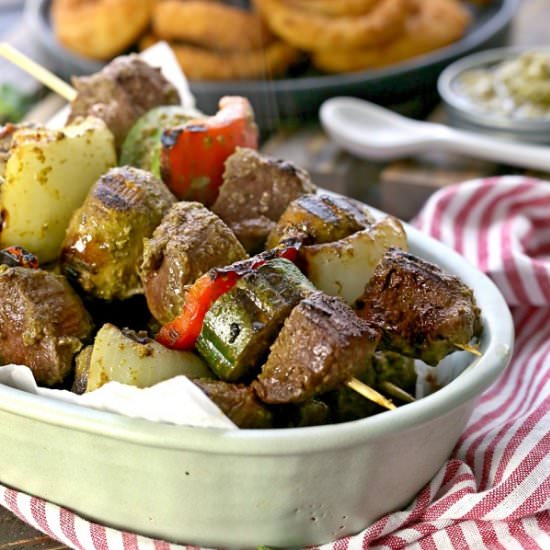 Steak Skewers with Cilantro Pesto - Recipe photo by the cookie rookie