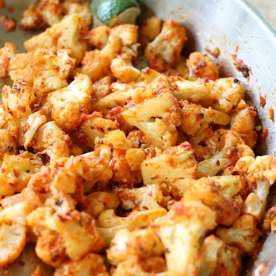 Cauliflower with Roasted Red Pepper - Recipe photo by gooddinnermom