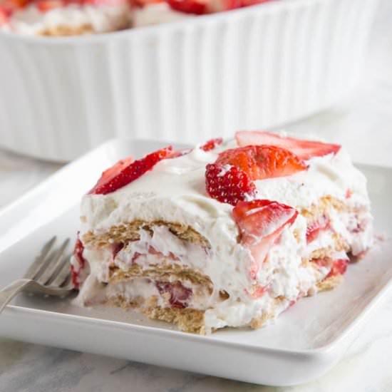 Strawberry Ice Box Cake - Recipe photo by dinnersdishesanddesserts