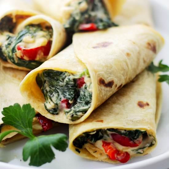 Spinach and Feta Tortilla Wraps - Recipe photo by diethood