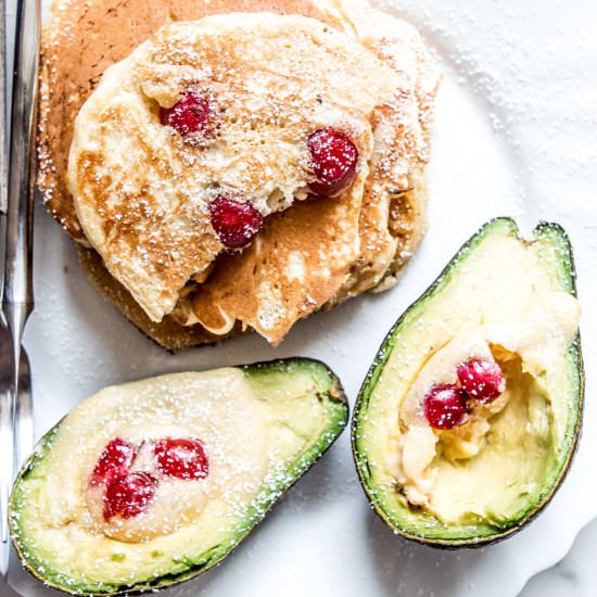 Avocado Cherry pancakes - Recipe photo by HelloFreshUK