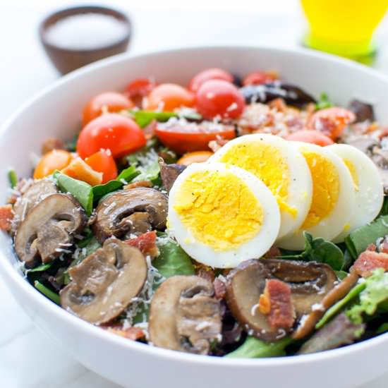 Boiled Egg Bacon Mushroom Salad - Recipe photo by lslfunblog