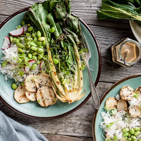 Grilled Bok Choy Rice Bowls - Recipe photo by dishing up the dirt
