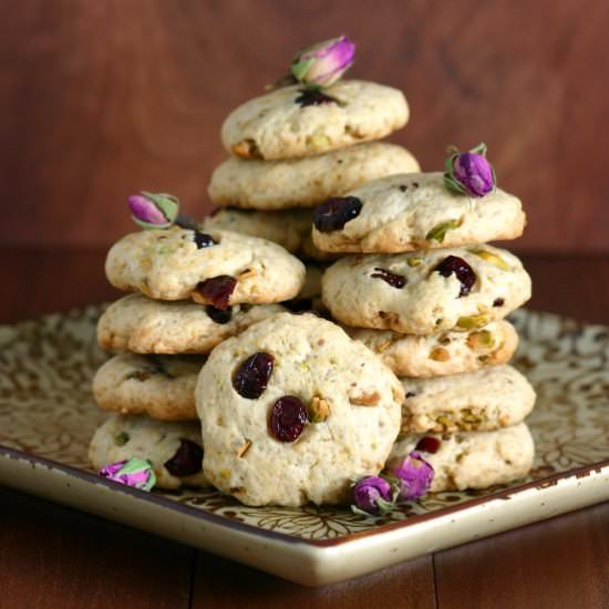 Pistachio and Rosewater Cookies - Recipe photo by landsandflavors