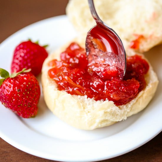 Low Sugar Strawberry Rhubarb Jam - Recipe photo by BusyCreatingMemories